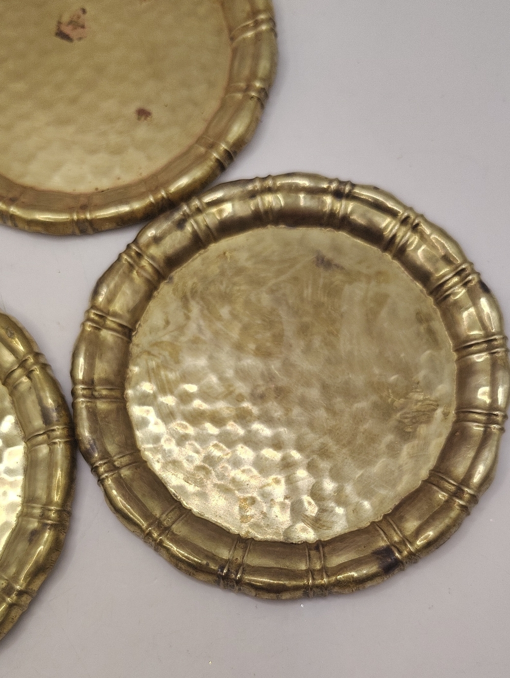 Vintage Hammered Solid Stackable Brass Coasters - Set of 5 - Picture 5 of 7